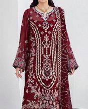 Ramsha Maroon Chiffon Suit- Pakistani Chiffon Dress
