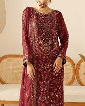 Ramsha Dusty Red Chiffon Suit- Pakistani Designer Chiffon Suit