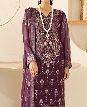 Ramsha Wine Berry Chiffon Suit- Pakistani Designer Chiffon Suit