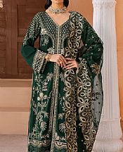 Ramsha Green Silk Suit- Pakistani Designer Chiffon Suit