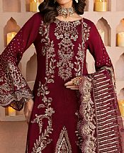 Ramsha Wine Berry Silk Suit- Pakistani Chiffon Dress