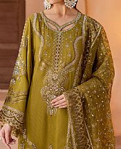 Ramsha Reef Gold Silk Suit- Pakistani Chiffon Dress