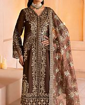 Ramsha Chestnut Brown Silk Suit- Pakistani Chiffon Dress