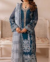 Ramsha Teal Chiffon Suit- Pakistani Designer Chiffon Suit