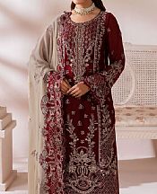 Ramsha Maroon Chiffon Suit- Pakistani Designer Chiffon Suit