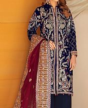 Ramsha Navy Blue Velvet Suit- Pakistani Winter Clothing