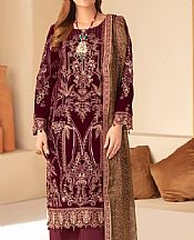 Ramsha Burgundy Velvet Suit- Pakistani Winter Clothing