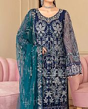Ramsha Navy Blue Net Suit- Pakistani Chiffon Dress