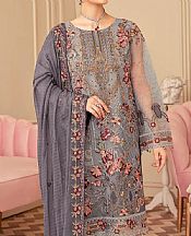 Slate Grey Net Suit- Pakistani Designer Chiffon Suit
