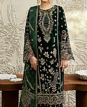 Ramsha Dark Green Velvet Suit- Pakistani Winter Dress
