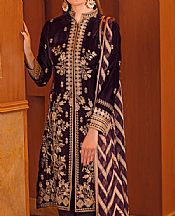 Ramsha Plum Velvet Suit- Pakistani Winter Clothing