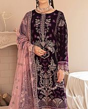Ramsha Egg Plant Velvet Suit- Pakistani Winter Clothing