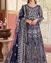 Ramsha Navy Blue Net Suit- Pakistani Designer Chiffon Suit