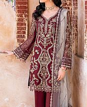 Ramsha Maroon Net Suit- Pakistani Chiffon Dress