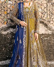 Ramsha Olive Green Net Suit- Pakistani Designer Chiffon Suit