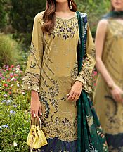 Ramsha Sand Gold Lawn Suit- Pakistani Designer Lawn Suits