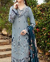Ramsha Teal Grey Lawn Suit- Pakistani Designer Lawn Suits