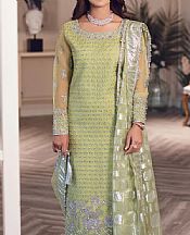 Lime Green Organza Suit- Pakistani Chiffon Dress