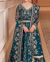 Teal Blue Organza Suit- Pakistani Designer Chiffon Suit