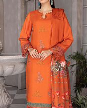 Rang Rasiya Bright Orange Linen Suit- Pakistani Winter Dress