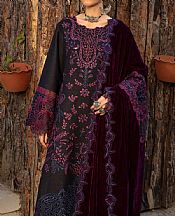Rang Rasiya Black/Velvet Maroon Karandi Suit- Pakistani Winter Dress