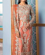 Reign Peach Net Suit- Pakistani Designer Chiffon Suit