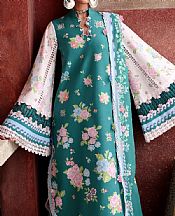 Teal/Pale Pink Lawn Suit