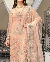 Peach Net Suit- Pakistani Designer Chiffon Suit