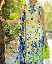 Roheenaz Ivory/Turquoise Lawn Suit- Pakistani Designer Lawn Suits