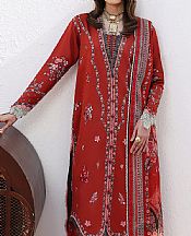 Roheenaz Persian Red Lawn Suit- Pakistani Designer Lawn Suits