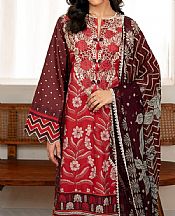 Roheenaz Red/Maroon Cambric Suit- Pakistani Winter Dress