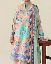 Roheenaz Peach/Blue Lawn Suit- Pakistani Designer Lawn Suits