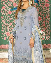 Rungrez Cool Grey Organza Suit- Pakistani Designer Chiffon Suit