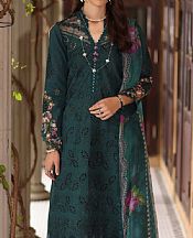 Saadia Asad Bottle Green Lawn Suit- Pakistani Lawn Dress