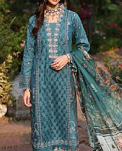 Teal Blue Lawn Suit- Pakistani Designer Lawn Dress
