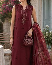 Saadia Asad Wine Lawn Suit- Pakistani Lawn Dress