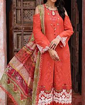 Safety Orange Lawn Suit- Pakistani Designer Lawn Dress