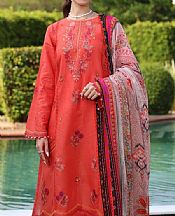 Saadia Asad Persian Red Lawn Suit- Pakistani Designer Lawn Suits
