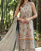 Saadia Asad Warm Grey Lawn Suit- Pakistani Lawn Dress