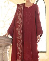 Saadia Asad Auburn Red Linen Suit- Pakistani Winter Clothing