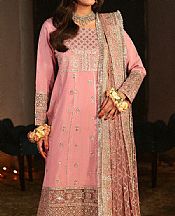 Saad Shaikh Sea Pink Raw Silk Suit- Pakistani Designer Chiffon Suit