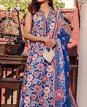 Safwa Blue Lawn Suit- Pakistani Designer Lawn Suits