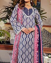 Safwa Navy Blue/Off Whtie Lawn Suit- Pakistani Lawn Dress