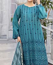 Safwa Dark Turquoise Lawn Suit- Pakistani Designer Lawn Suits