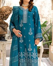 Safwa Teal Blue Lawn Suit- Pakistani Designer Lawn Suits