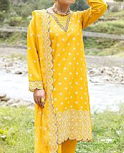 Safwa Golden Yellow Lawn Suit- Pakistani Designer Lawn Suits