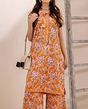 Safwa Orange Lawn Suit (2 pcs)- Pakistani Designer Lawn Suits