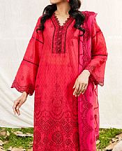 Safwa Red Ribbon Lawn Suit- Pakistani Designer Lawn Suits