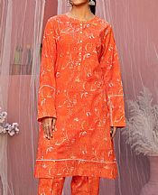 Safwa Bright Orange Lawn Suit (2 pcs)- Pakistani Designer Lawn Suits