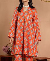 Safwa Portland Orange Lawn Suit (2 pcs)- Pakistani Lawn Dress